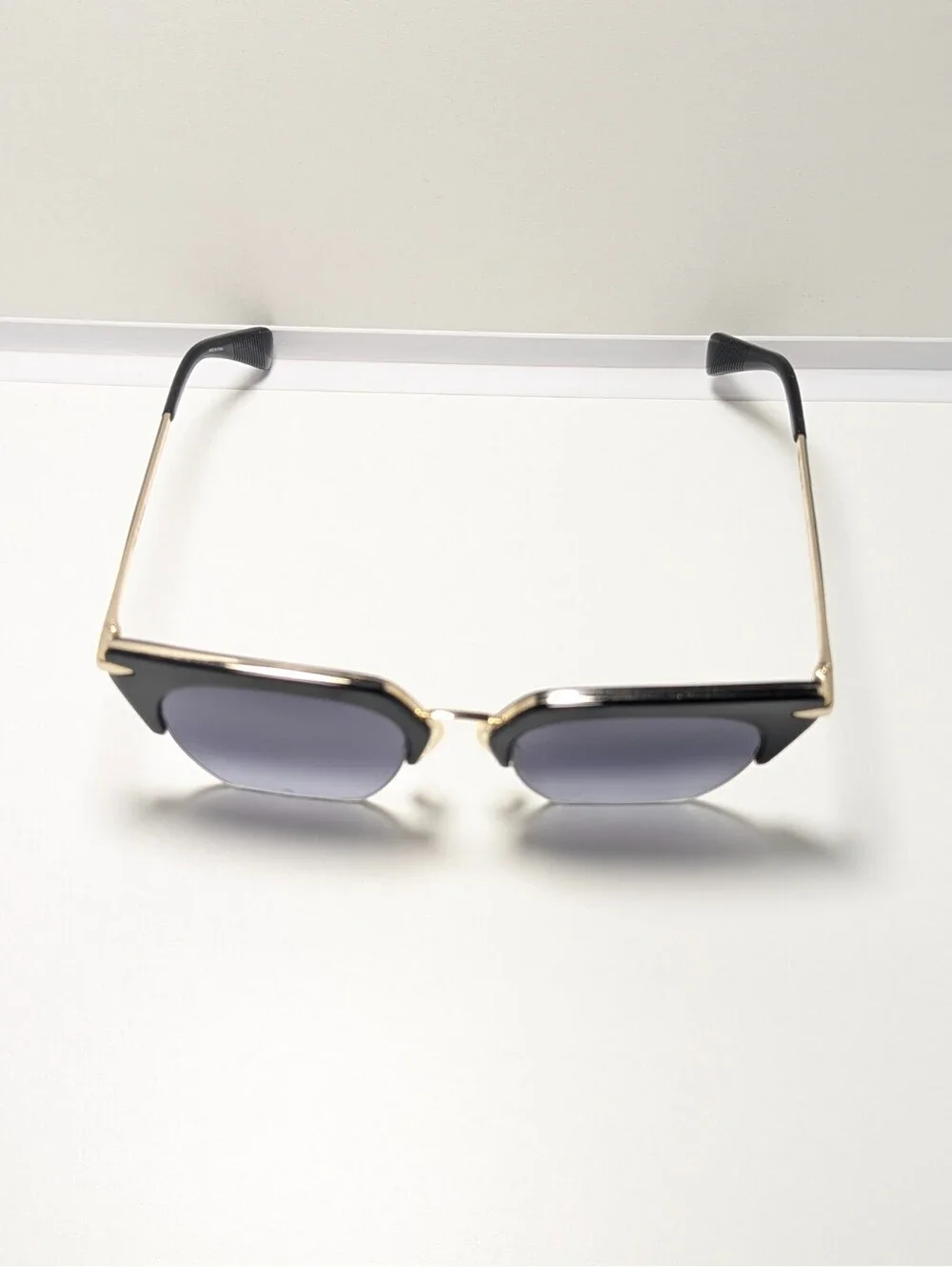 Rag & Bone RNB1007/S Gray UV Black Gold Browline Women's Sunglasses  51-21-145